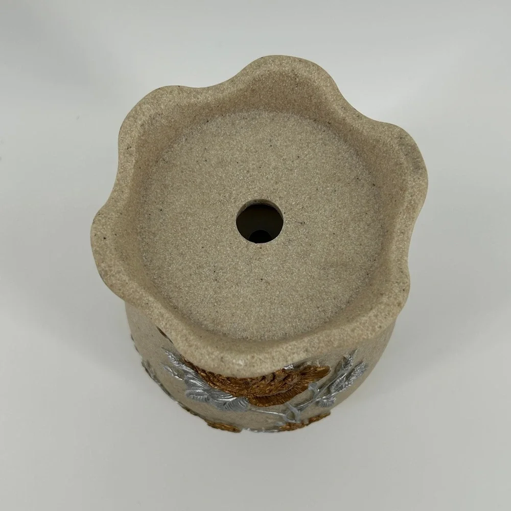 Floral 3D Rose Essential Oil Diffuser Scalloped Stone Look Vase DC 24V Beige NEW